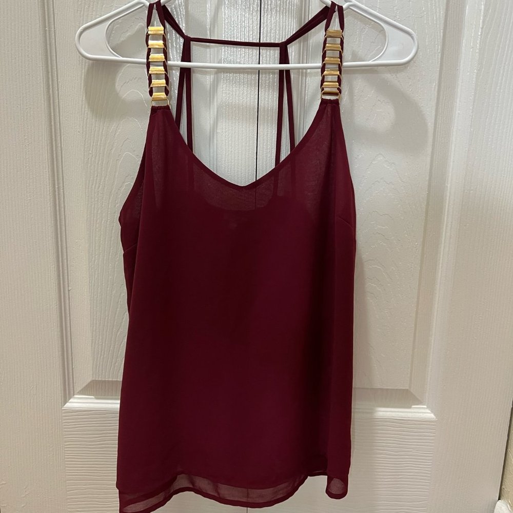 Charlotte Russe Burgundy Blouse w/ open back Size S